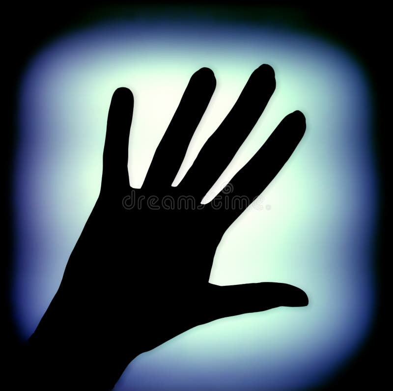 Body part - hand on a blue glowing background. Body part - hand on a blue glowing background
