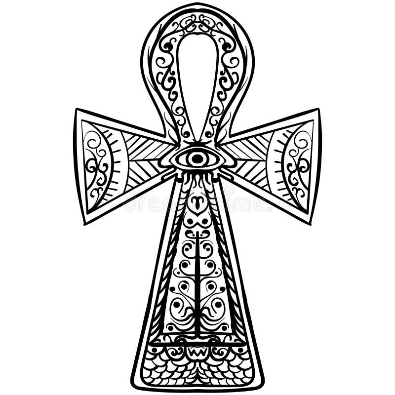 Ręka rysująca Egipska symbolu pharaoh trzcina Ankh royalty ilustracja Ręka rysująca Egipska symbolu pharaoh trzcina Ankh royalty ilustracja