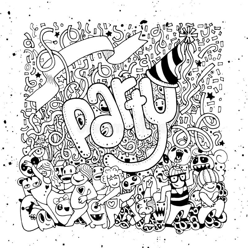 Ręka Rysująca szczęśliwy partyjny tło ilustracji Ręka Rysująca szczęśliwy partyjny tło ilustracji