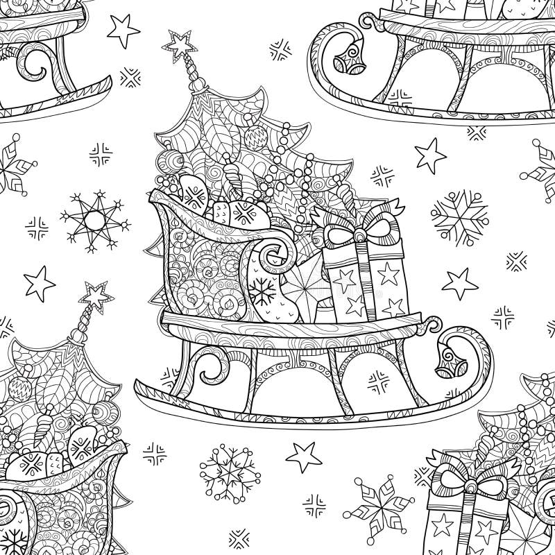Ręka rysujący bożego narodzenia doodle nakreślenia saneczki ilustracji Ręka rysujący bożego narodzenia doodle nakreślenia saneczki ilustracji