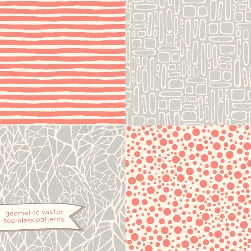 Ręka rysujący geometryczni bezszwowi wzory ustawiający royalty ilustracja
