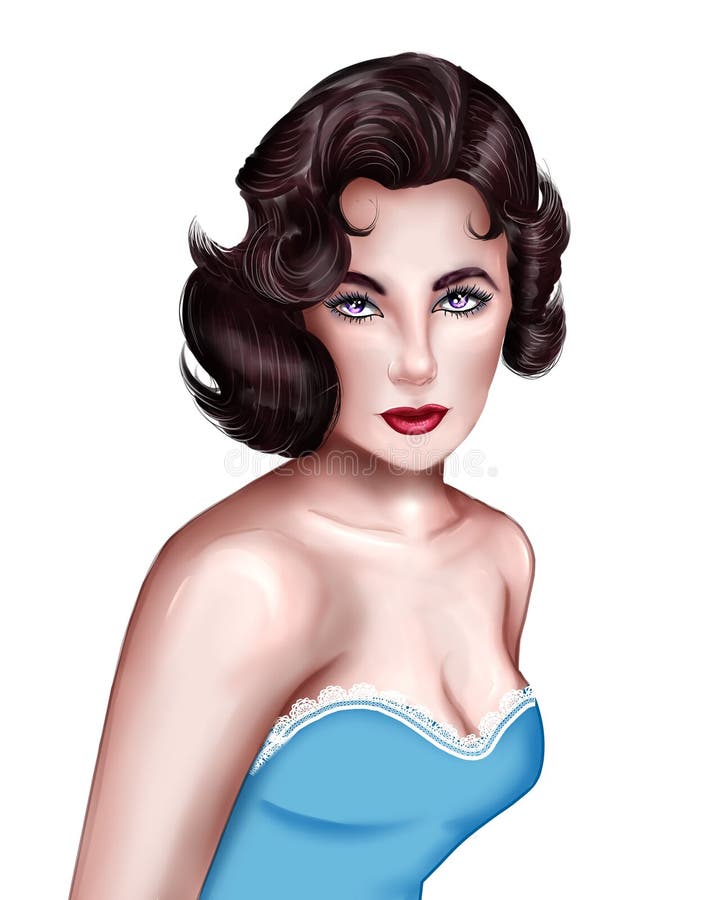 Ręka rysujący portret aktorka Elizabeth Taylor royalty ilustracja Ręka rysujący portret aktorka Elizabeth Taylor royalty ilustracja