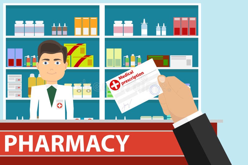 Ręka trzyma medyczną receptę Ręka daje medycznej recepcie farmaceuta ilustracji Ręka trzyma medyczną receptę Ręka daje medycznej recepcie farmaceuta ilustracji