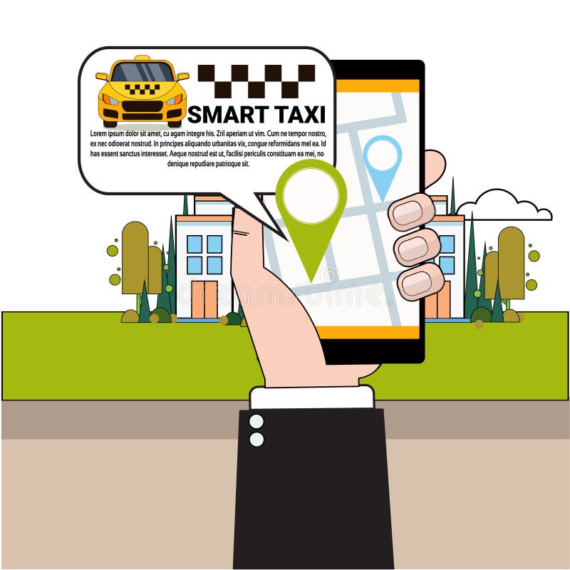 Ręka Trzyma Mądrze telefonu Rozkazuje taxi Samochodowy Z wiszącą ozdobą App ilustracja wektor Ręka Trzyma Mądrze telefonu Rozkazuje taxi Samochodowy Z wiszącą ozdobą App ilustracja wektor