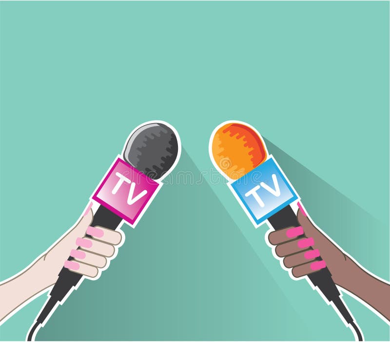 Ręka z TV mikrofonu wektorem ilustracja wektor