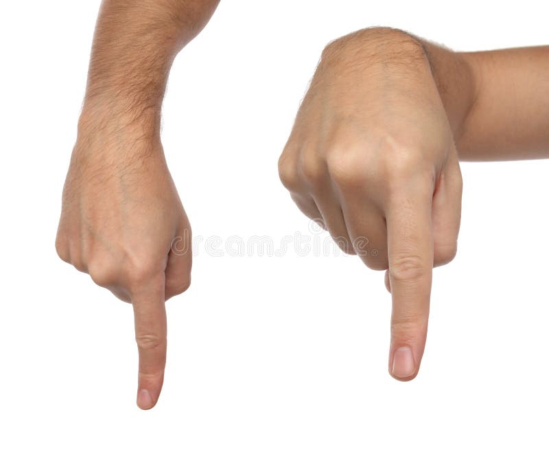 Ręka znaki Samiec palec wskazuje w dół