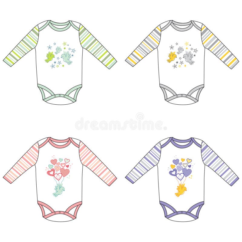 Rękawa dziecka bodysuits z ślicznym projektem ilustracja wektor Rękawa dziecka bodysuits z ślicznym projektem ilustracja wektor