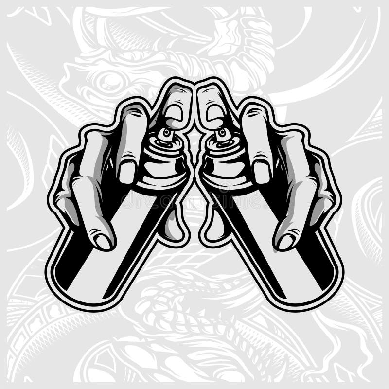 Ręki mienie spay farba graffiti wektor royalty ilustracja Ręki mienie spay farba graffiti wektor royalty ilustracja
