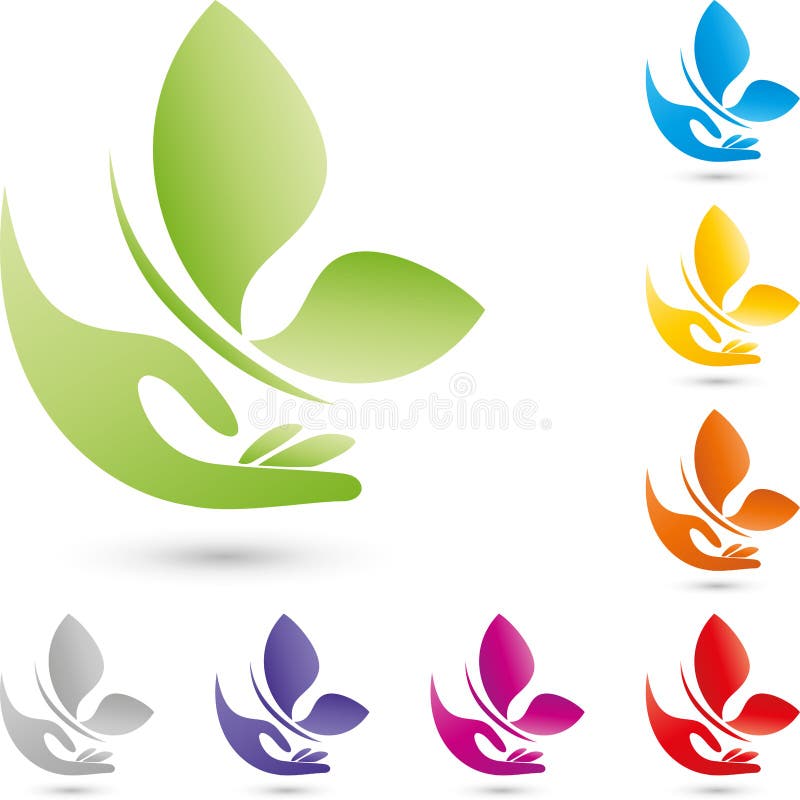 Ręki, motyla, wellness i kosmetyka logo, ilustracja wektor Ręki, motyla, wellness i kosmetyka logo, ilustracja wektor