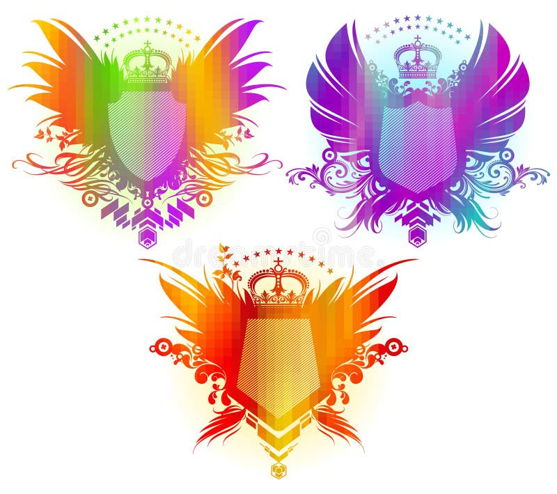 Ręki pokrywają kolorowy heraldycznego ilustracja wektor