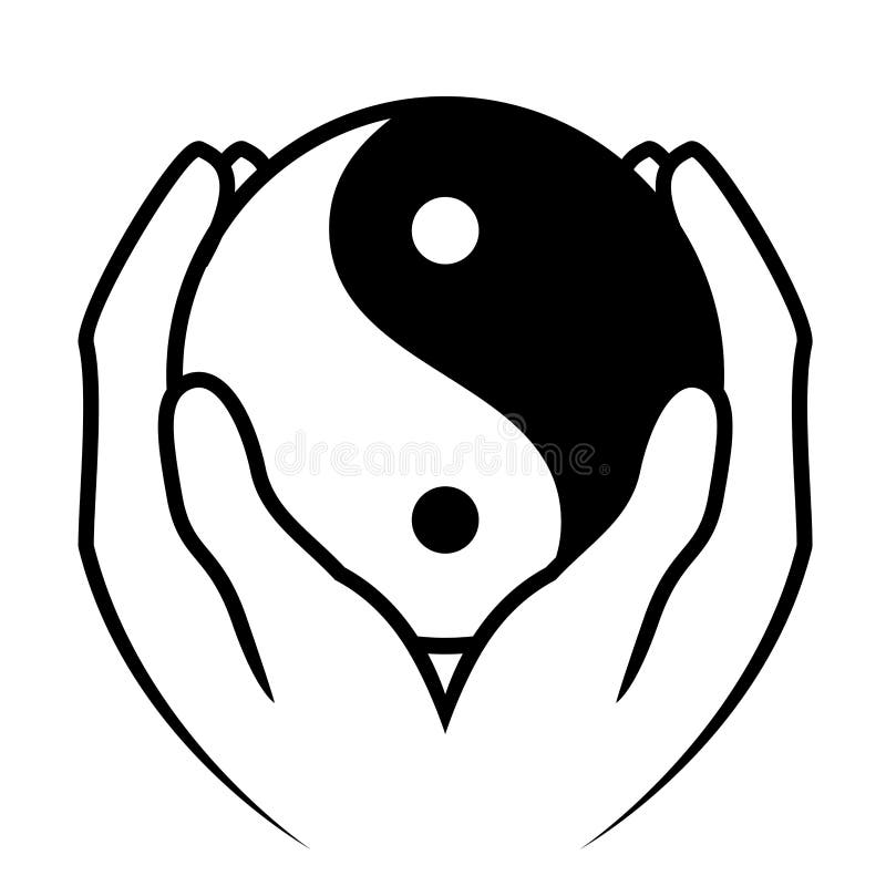 Ręki target526_1_ yin Yang symbol royalty ilustracja