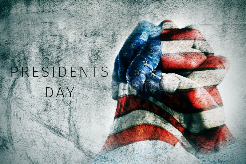 Ręki z flaga USA i teksta prezydentów dzień zdjęcie royalty free Ręki z flaga USA i teksta prezydentów dzień zdjęcie royalty free