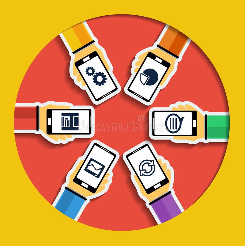 Ręki z smartphones. Mobilny apps pojęcie. ilustracji Ręki z smartphones. Mobilny apps pojęcie. ilustracji