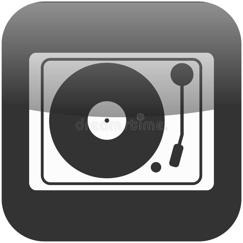 Jogador de discos de vinil. Música retrô. Logo, ícone. Ilustração vetorial  com lugar para texto . vetor(es) de stock de ©katedemianov 166619310