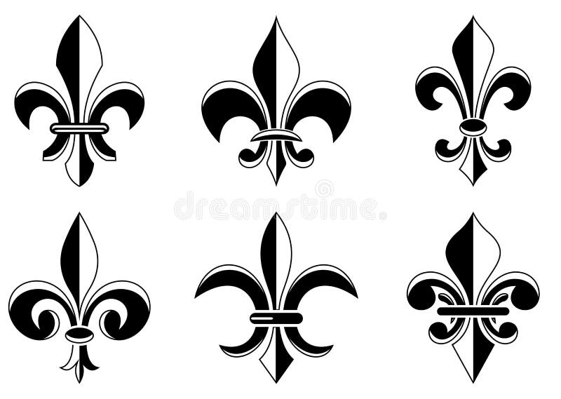 Símbolo De La Flor De Lis En Diversas Variaciones En Un Fondo Aislado  Blanco Ilustración del Vector - Ilustración de real, hojas: 151922696