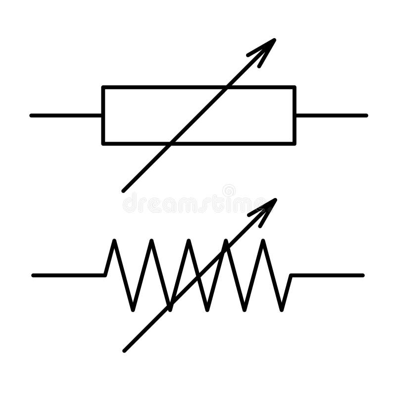 Retirado Validación Emociónate Símbolo De Una Resistencia Variable Con Control Lineal, Resistencia  Eléctrica De Las Líneas Negras, Componentes Electrónicos, Rad Ilustración  del Vector - Ilustración de herramienta, muestra: 197905967
