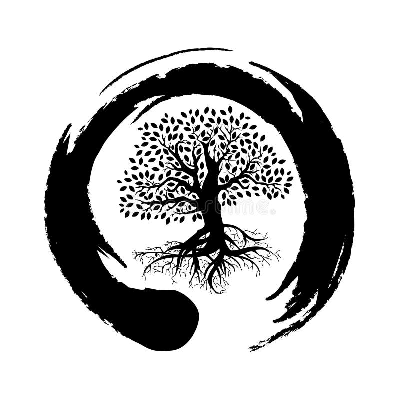 Símbolo Del Zen Y árbol De La Vida Ilustración del Vector ...