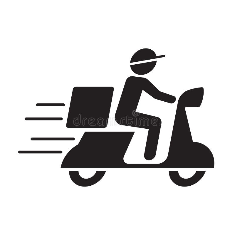 Entrega Rápida Pessoa Que Dirige Moto Símbolo ícone Moto
