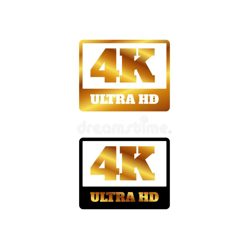 ícone De Vídeo 4k Dourado Vetor PNG , Botão De Vídeo 4k, Logotipo