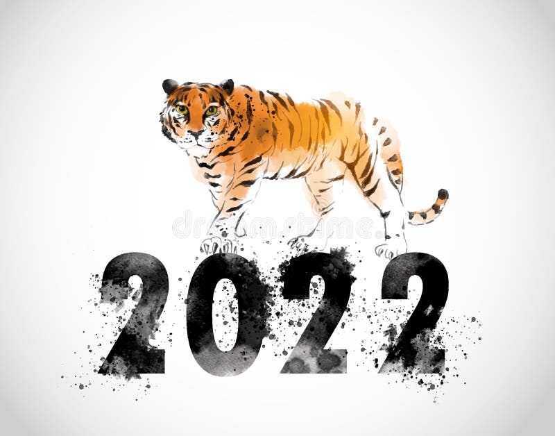 Ilustração Plana Do Tigre De Jogo Bonito. Símbolo Do Novo Ano 2022