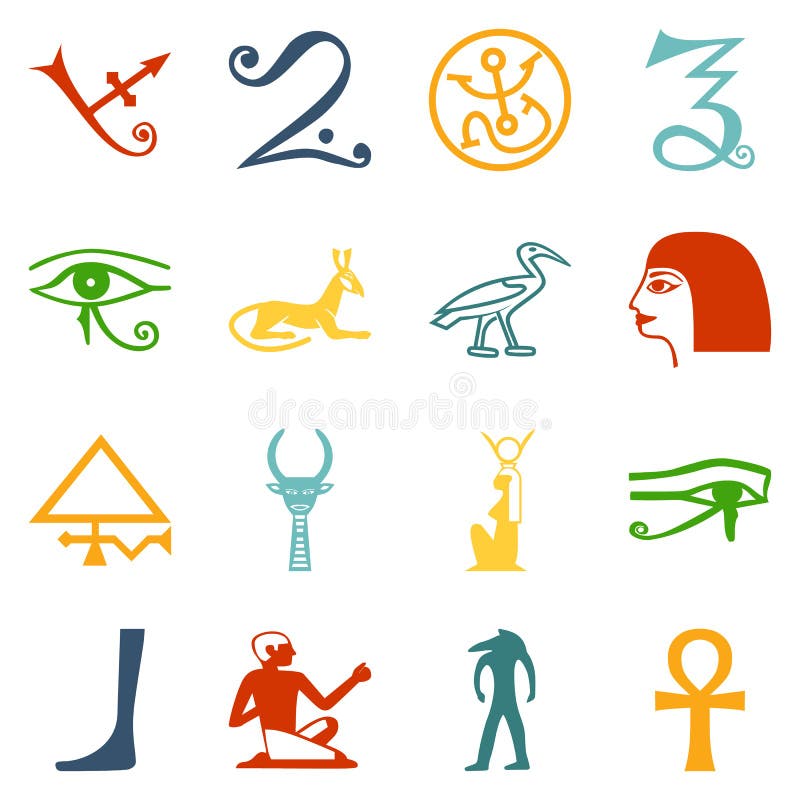 Símbolos De Egipto Formato Del Vector Ilustración del Vector - Ilustración  de escarabajo, almas: 56644024