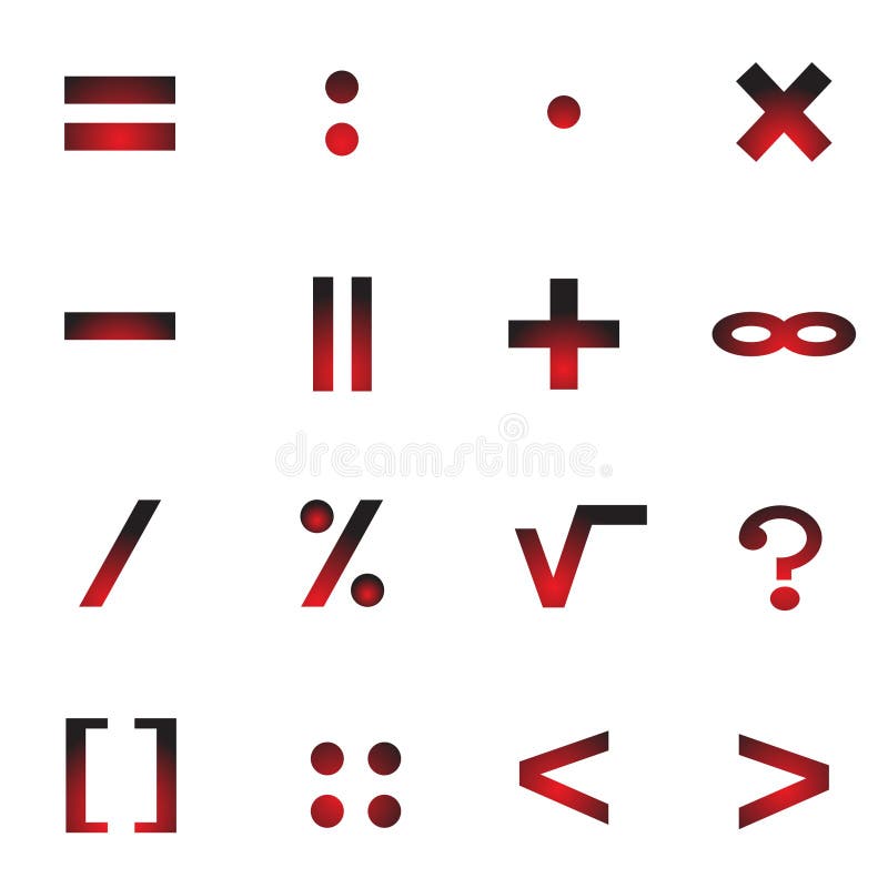 Sinais Algébricos & Símbolos Da Matemática Ilustração do Vetor - Ilustração  de raiz, menos: 107372454