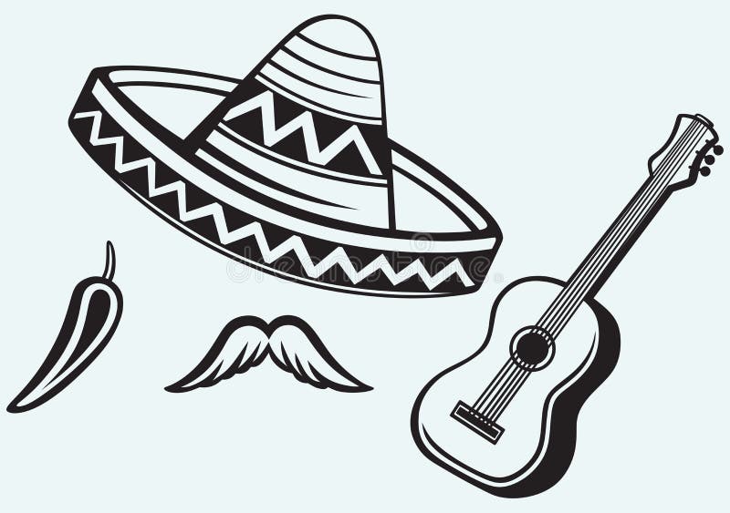 Símbolos mexicanos ilustración del vector. Ilustración de negro - 37858888