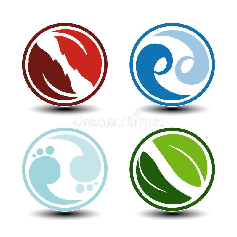 4 Elementos Naturais Do Ar E Dos Símbolos De Fogo Da água Da Terra