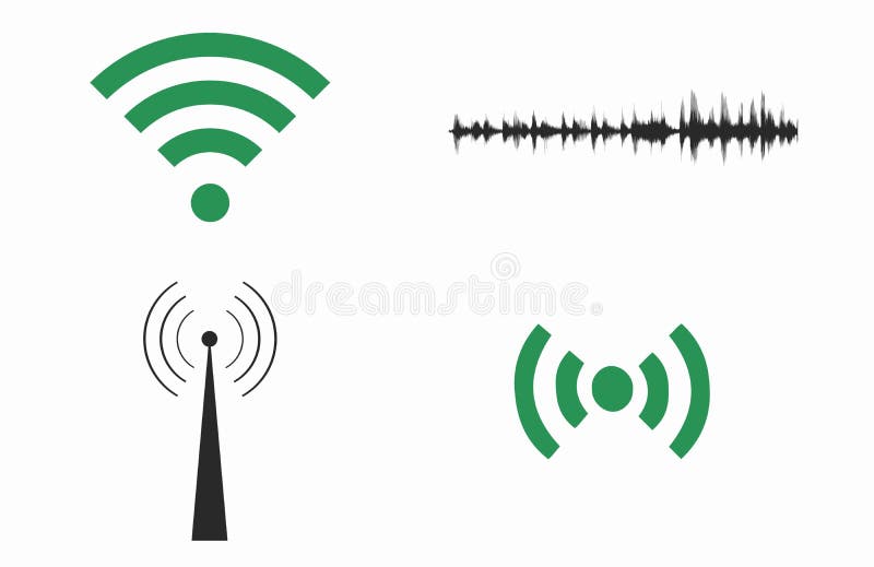 Illustration Green Wifi Symbol Icon Set. Stock Illustration