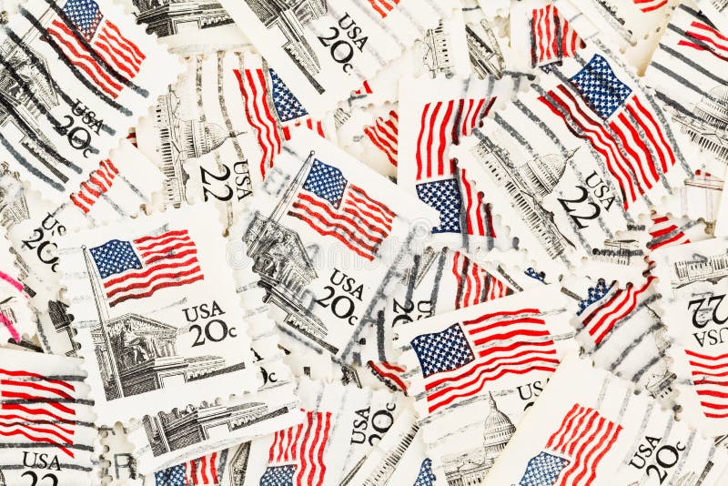 Vintage Us Postage Stamps Vintage America Postal Photo Background