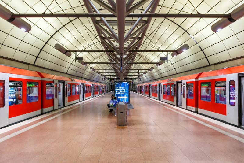 SBahn Train of Deutsche Bahn Railway Station Hamburg Airport in Germany Editorial Stock Image