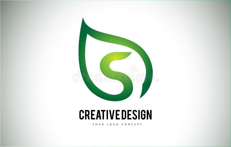 S Blad Logo Letter Design met Groen Bladoverzicht stock illustratie S Blad Logo Letter Design met Groen Bladoverzicht stock illustratie