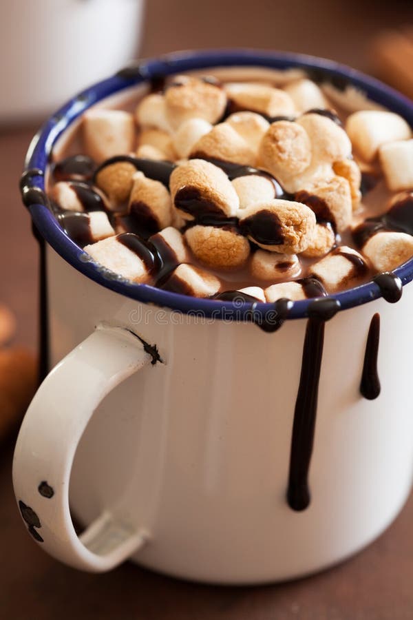 Vue Aérienne D'une Tasse De Chocolat Chaud Avec Des Mini Guimauves