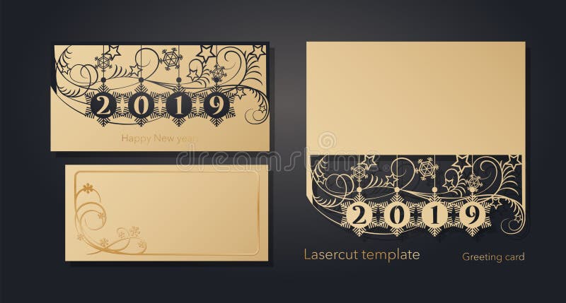 ` S del Año Nuevo y la Navidad Plantilla de la tarjeta de felicitación del laser, invitaciones para los acontecimientos del Año N stock de ilustración ` S del Año Nuevo y la Navidad Plantilla de la tarjeta de felicitación del laser, invitaciones para los acontecimientos del Año N stock de ilustración