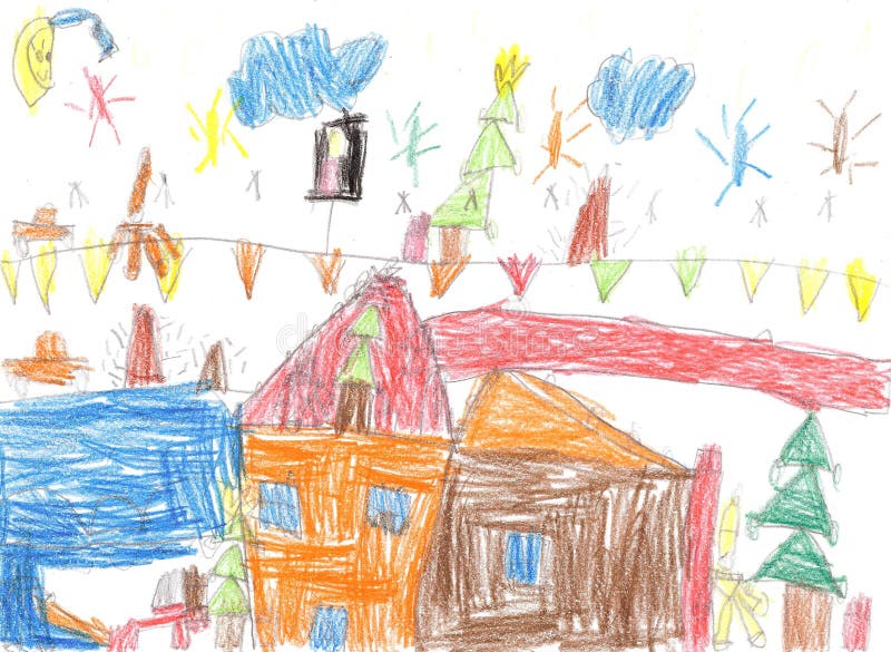 ` S del niño que dibuja a una familia feliz stock de ilustración ` S del niño que dibuja a una familia feliz stock de ilustración