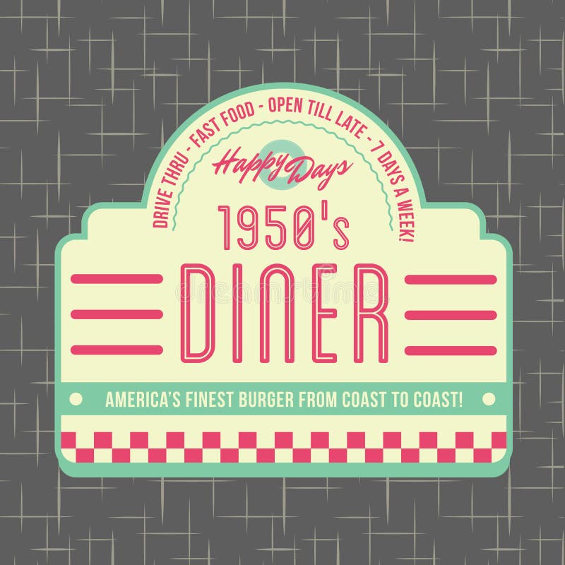 1950s Diner Style Logo Design Stock Vector - Illustration of editable