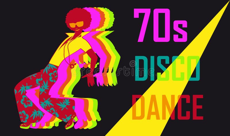 70s style disco dance poster with a dancing stylish guy, EPS 8 vector illustration. 70s style disco dance poster with a dancing stylish guy, EPS 8 vector illustration