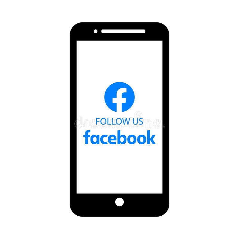 A sleek and contemporary vector illustration showcasing the recognizable Facebook logo presented on a clean and minimalistic mobile screen display. Ideal for emphasizing the social media platform's presence in the digital realm and its seamless integration with mobile technology. Facebook logo follow vectors