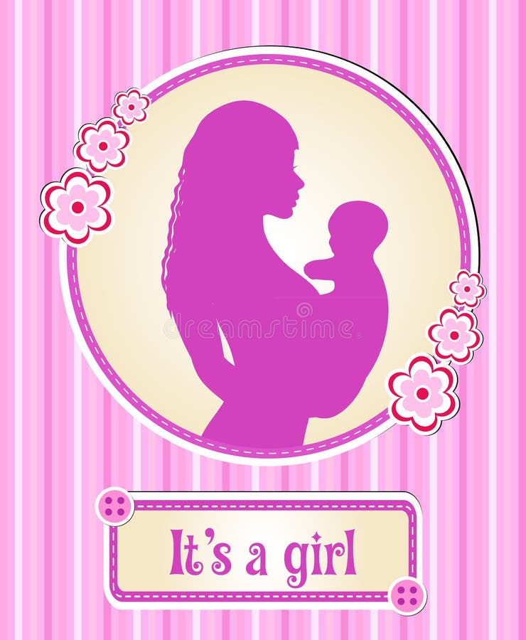 its a girl card with a newborn baby the silhouette of a mother congrats on baby girl card