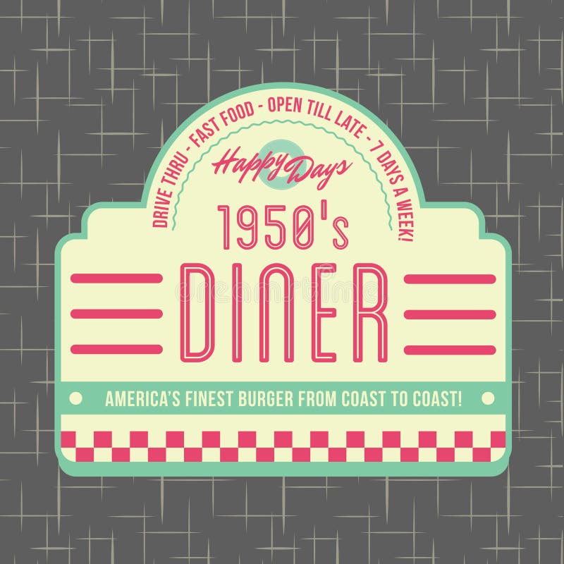 1950s gościa restauracji stylu loga projekt ilustracja wektor
