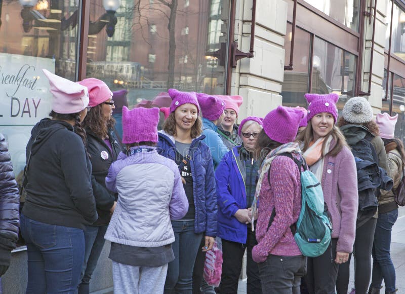 ` S marzo de las mujeres en Chicago 2017 fotografía de archivo ` S marzo de las mujeres en Chicago 2017 fotografía de archivo