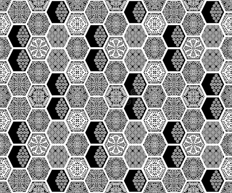 S?ml?s geometrisk svart vit modell royaltyfri illustrationer S?ml?s geometrisk svart vit modell royaltyfri illustrationer