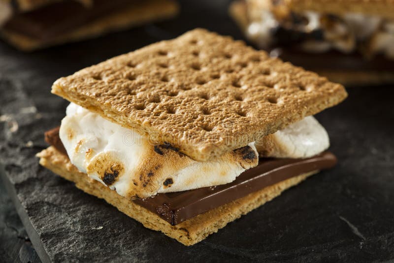 S'mores com Marshmallows, Chocolate e Bolachas Graham imagem de stock royalty free