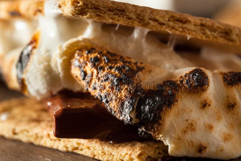 S'mores pegajosos caseiro com chocolate fotos de stock royalty free