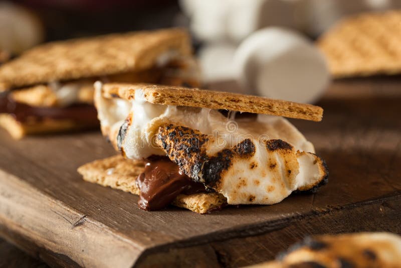 S'mores pegajosos caseiro com chocolate foto de stock royalty free