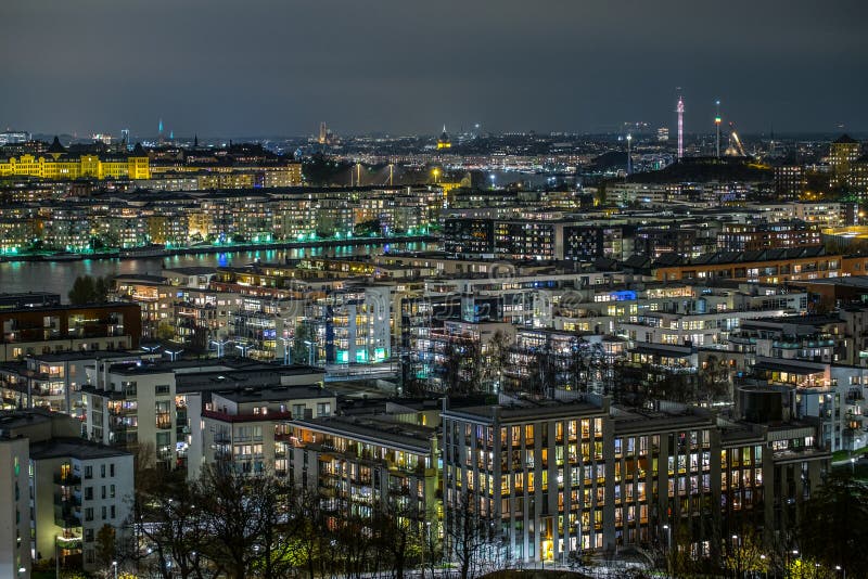's nachts Stockholm stock foto's 's nachts Stockholm stock foto's