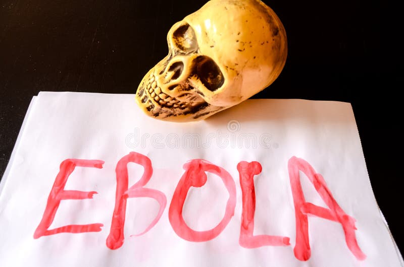 Word Ebola Text Writed with Blood on a White Paper. Word Ebola Text Writed with Blood on a White Paper