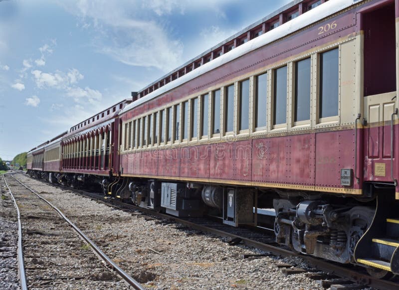 Passenger Rail Cars Waiting Their Turn royalty free stock photos Passenger Rail Cars Waiting Their Turn royalty free stock photos