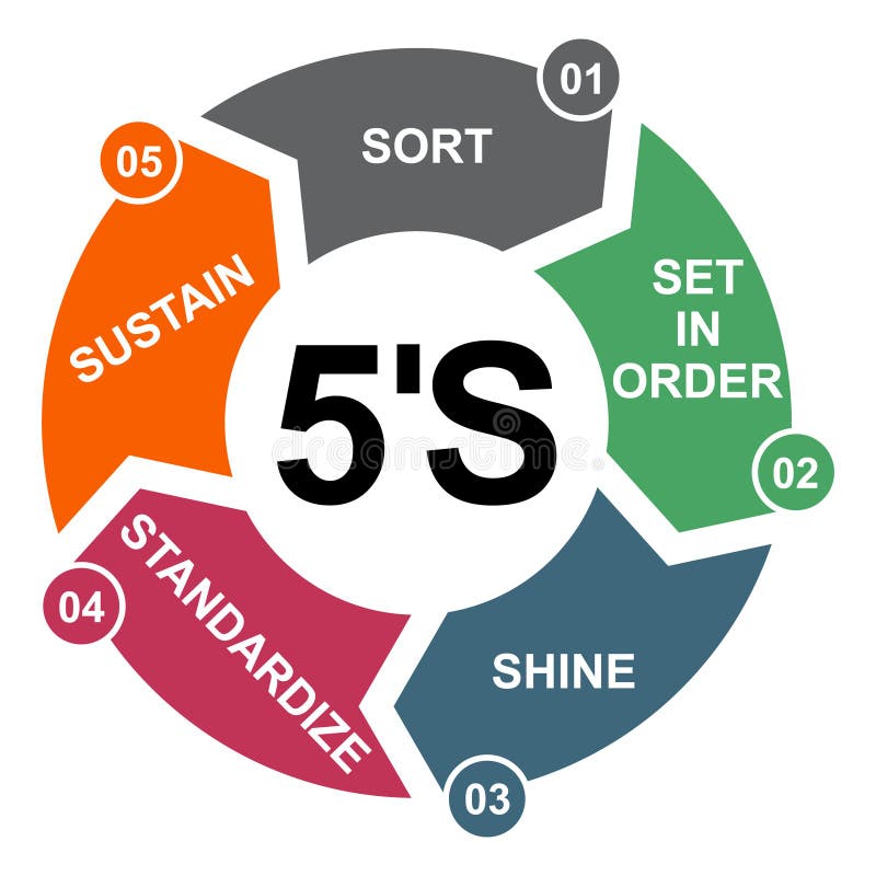 5S Methodology Management Chart Diagram With Sort. Set In Order. Shine ...