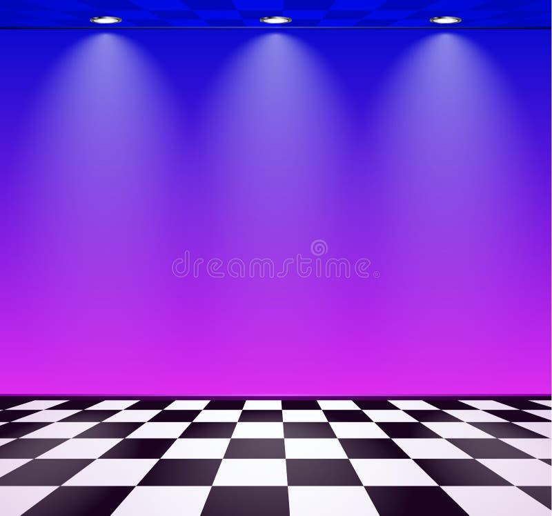80s redete Dampfwellenraum mit blauer und purpurroter Wand ?ber ?berpr?ftem Boden an lizenzfreie abbildung 80s redete Dampfwellenraum mit blauer und purpurroter Wand ?ber ?berpr?ftem Boden an lizenzfreie abbildung